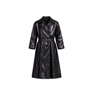 Black Leather-Look Trench Coat — THE OPENING